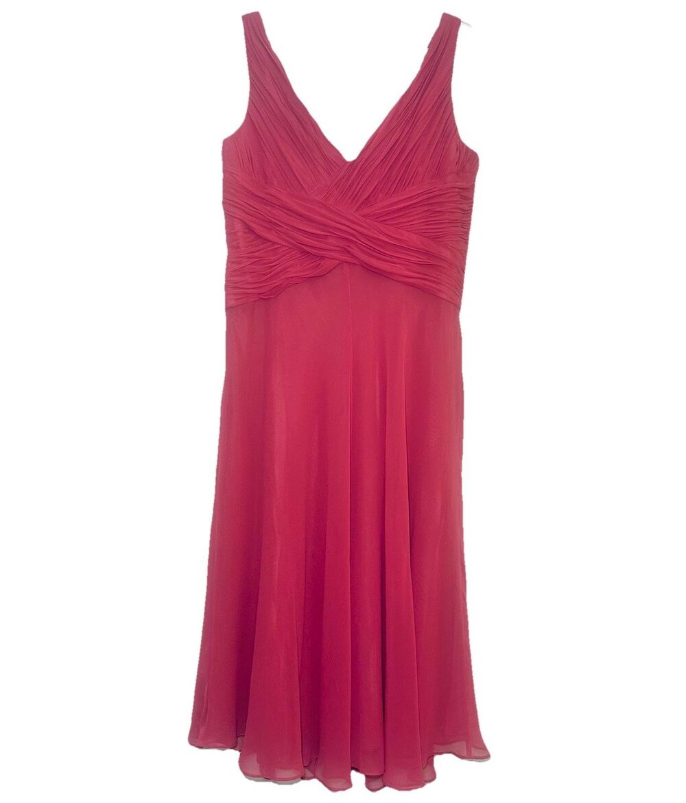 Jones New York Dress Silk Ruched Cocktail Party Dress Pink Coral 14